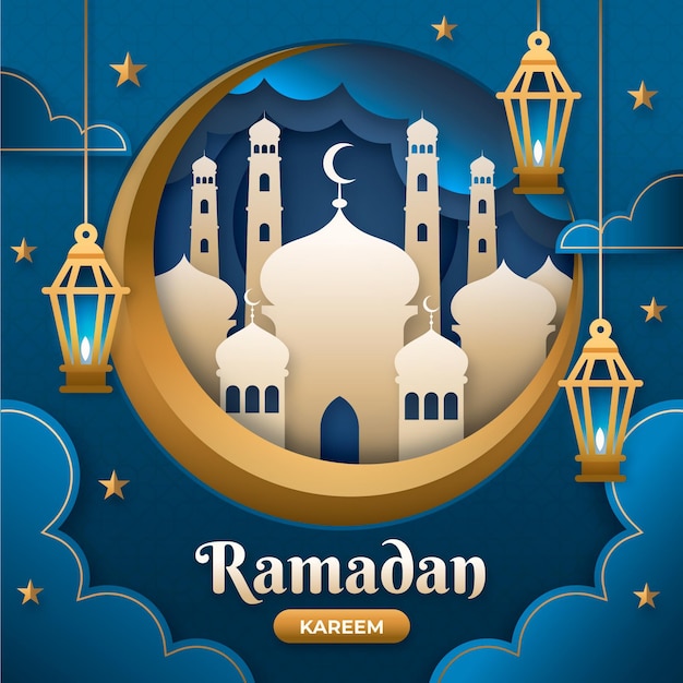 Premium Vector | Ramadan kareem illustration in paper style