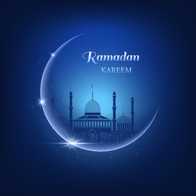 Premium Vector | Ramadan kareem illustration with moon, sparkles ...