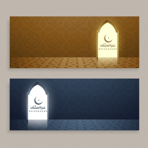 Ramadan kareem islamic banners set