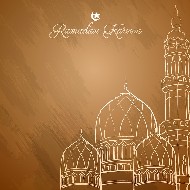 Ramadan kareem islamic  greeting background  outline mosque 