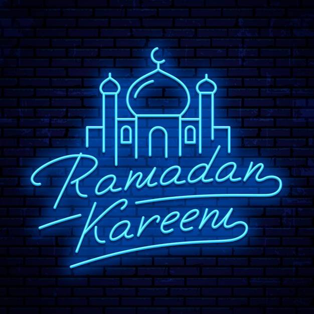 Premium Vector Ramadan Kareem Neon Sign Logo Signboard Symbol Illustration