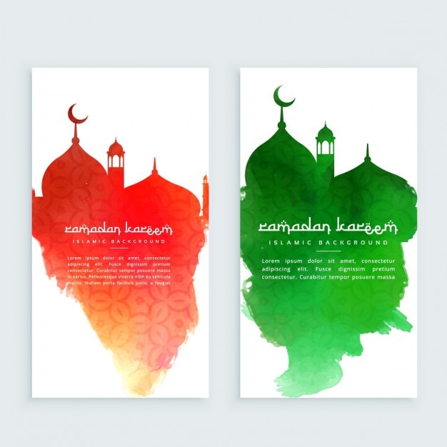 Ramadan kareem red and green vertical\
banners