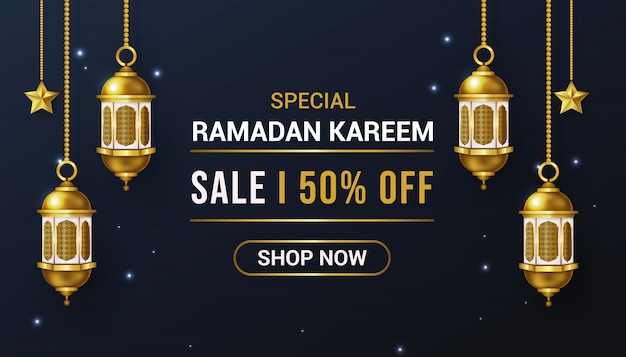 Premium Vector | Ramadan kareem sale banner background