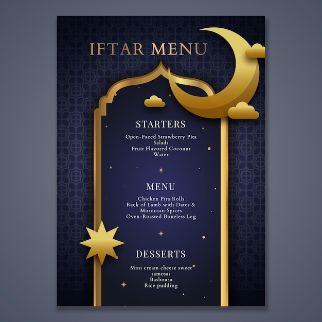 Free Vector Ramadan menu template with moon