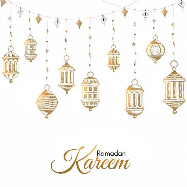 Ramadan mubarak concept. Premium Vector
