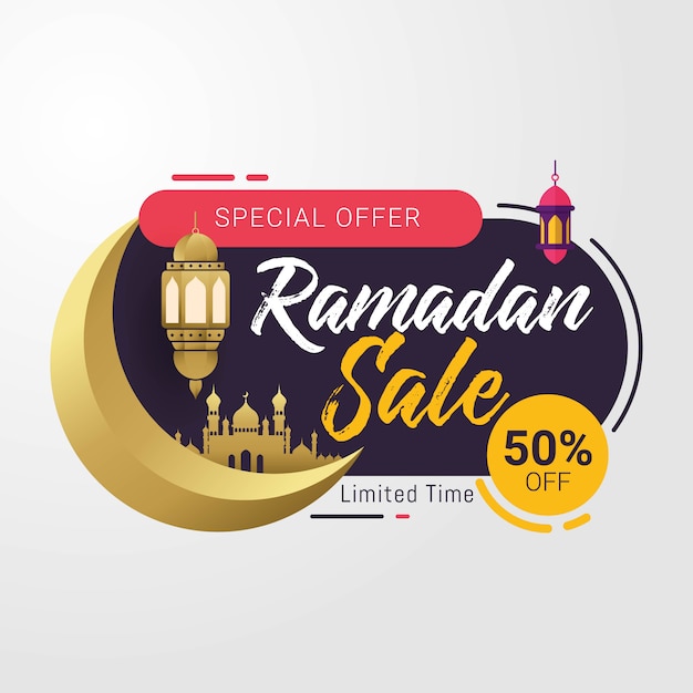 Premium Vector | Ramadan sale banner template design background