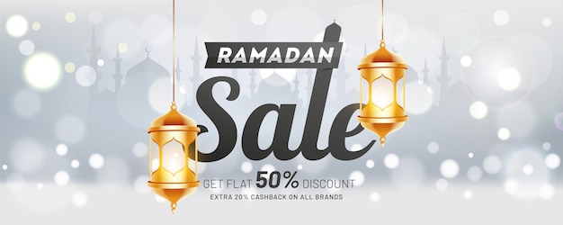 Ramadan sale header or banner template design with 50% discount offer ...