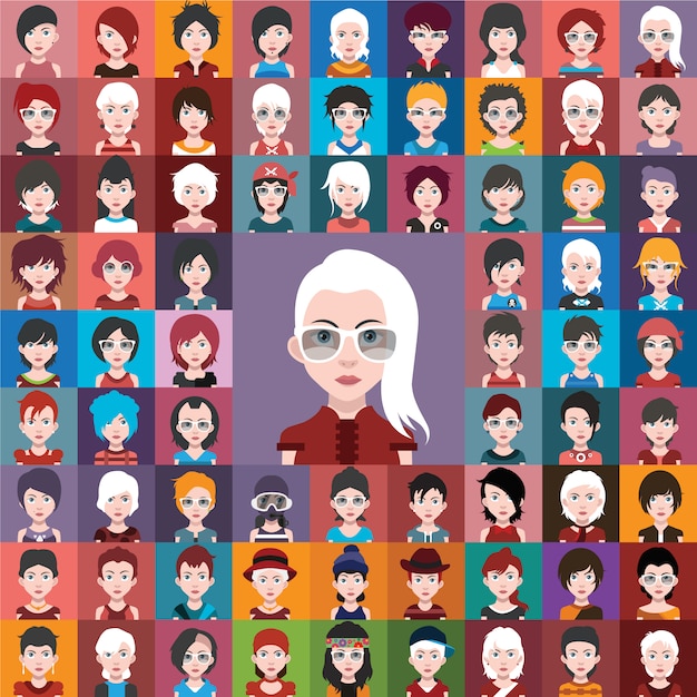 Set of girl avatar icons  Character design, Avatar, Icon