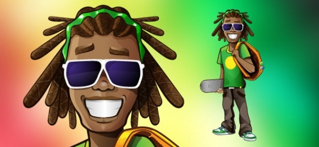 Rastaman character with red, yellow and green background. Vector | Free ...