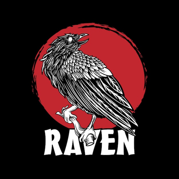 Premium Vector | Raven illustration japanese stlye