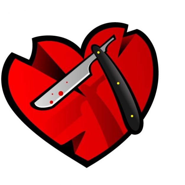 Razor blade and heart with scars Vector | Free Download