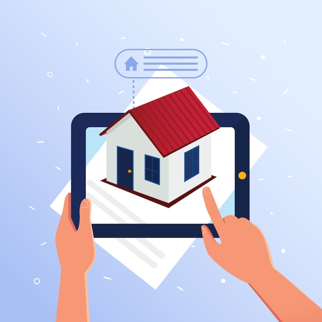 Real estate additional data with augmented reality. Premium Vector