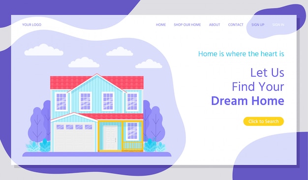 Premium Vector Real Estate Buying House Landing Page Flat Illustration