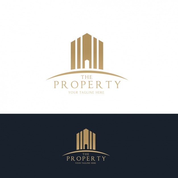 Real estate golden logos set