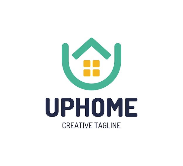 不動産の家のロゴ 家のロゴタイプの上矢印 シンプルなホームアイコンデザインテンプレート要素文字u プレミアムベクター