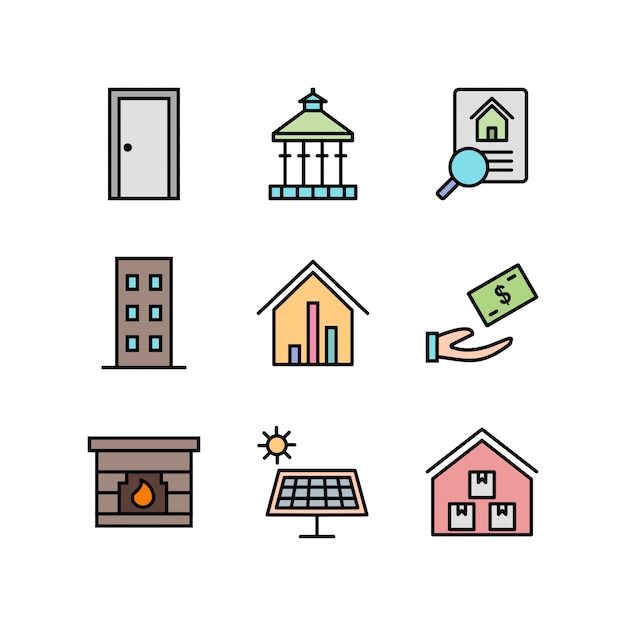 Download Real estate icons for personal and commercial use | Premium Vector