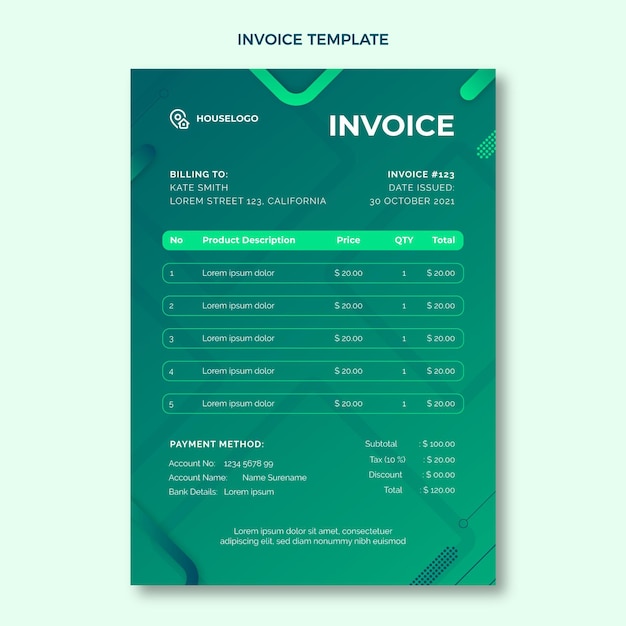 Free Vector Real Estate Invoice Template
