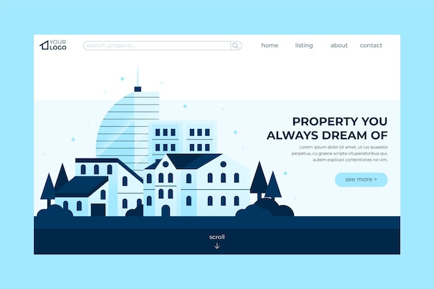 Download Free Vector | Real estate landing page template design