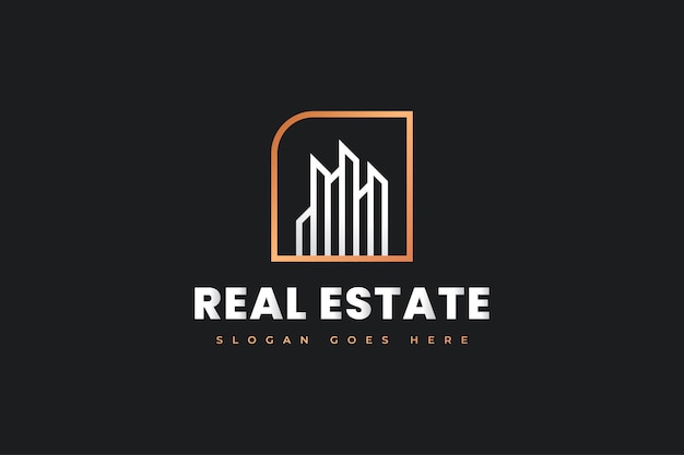 Premium Vector | Real estate logo design in white and gold with ...