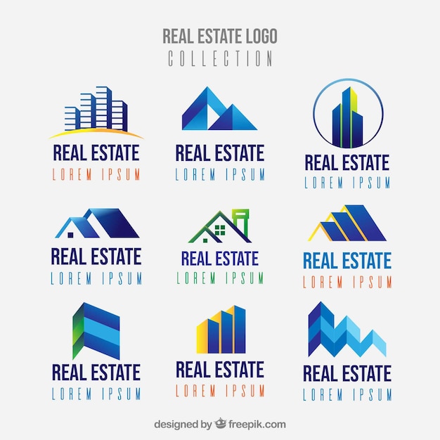 Download Free Real Estate Logos Collection In Flat Style Free Vector Use our free logo maker to create a logo and build your brand. Put your logo on business cards, promotional products, or your website for brand visibility.