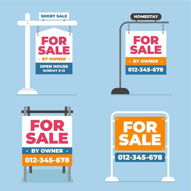 Download Free Vector Real Estate Sale Signs Collection