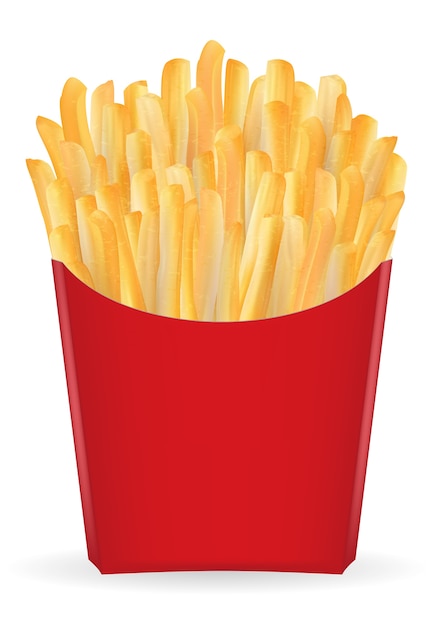 Premium Vector | Real french fries in a red bucket package vector