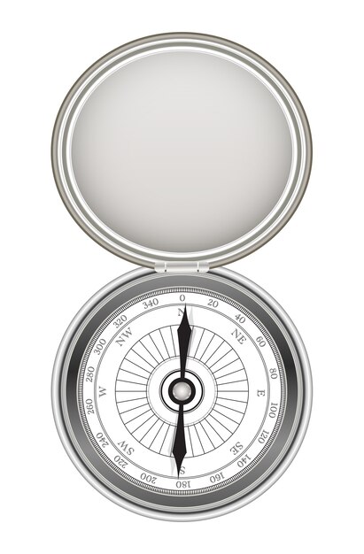 Real steel metal compass on a white background Premium Vector