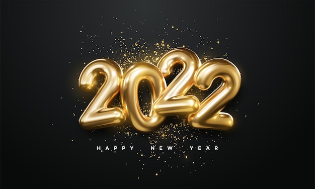 Premium Vector | Realistic 2022 golden numbers and festive confetti on ...