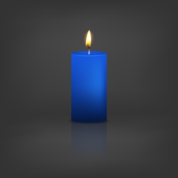 Premium Vector | Realistic 3d blue candle with reflection.