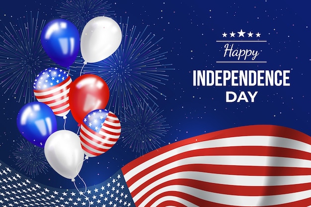 Realistic 4th of July - Independence day balloons background Free Vector