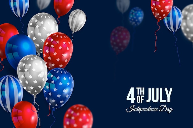 Realistic 4th of july - independence day balloons background | Free Vector