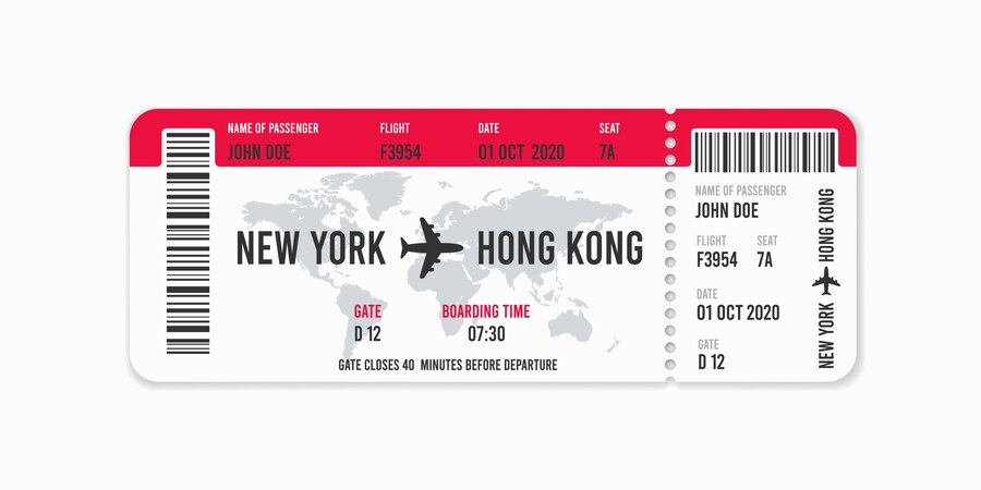 Premium Vector | Realistic airline ticket design with passenger name.