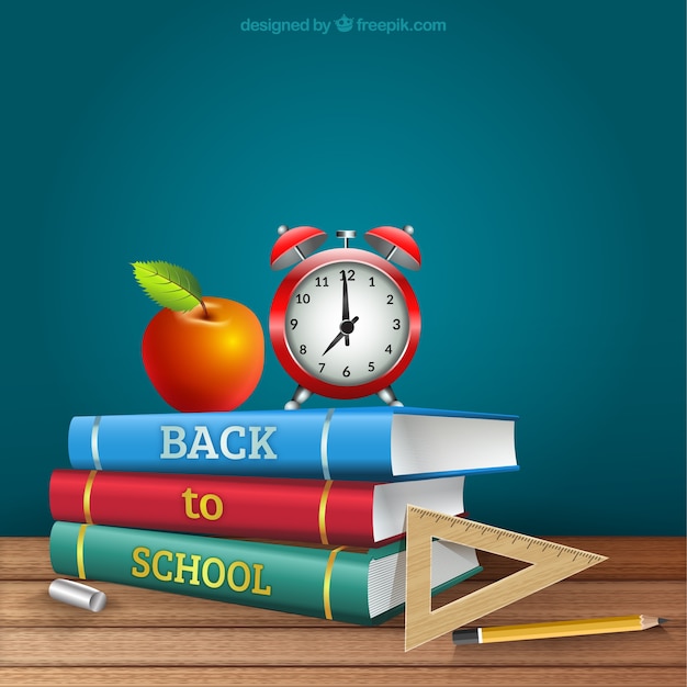 Realistic back to school books vector free download