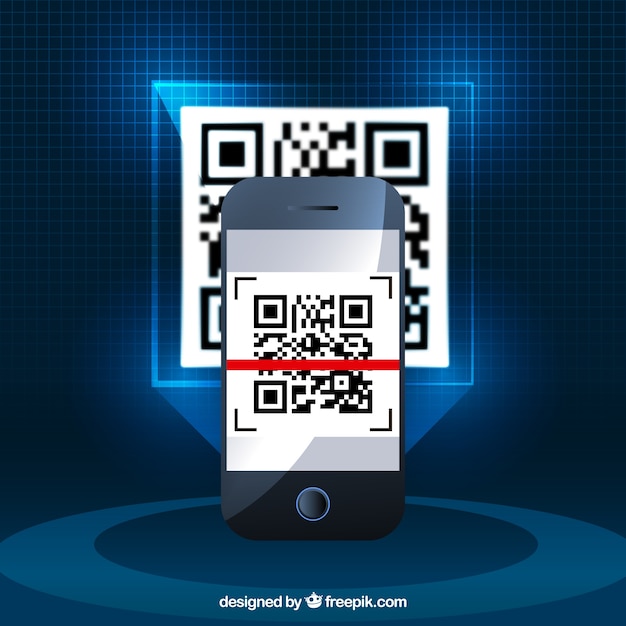 Download Realistic background of mobile phone with qr code | Free ...