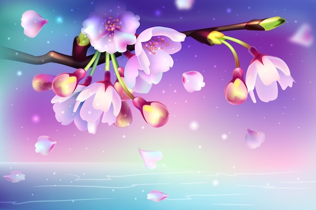 Free Vector | Realistic background with beautiful flowers