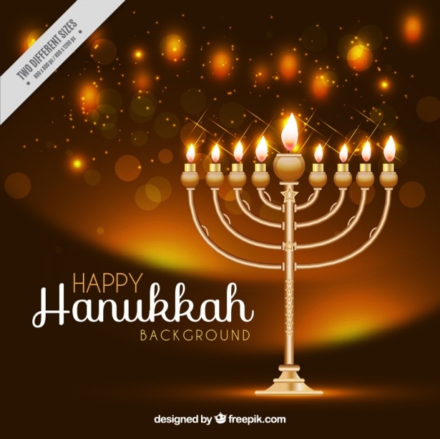 Realistic background with candelabra for\
hanukkah