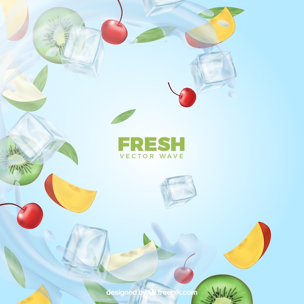 Realistic background with ice and ingredients Free Vector