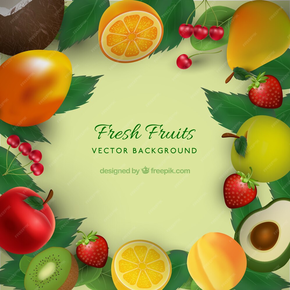 Free Vector | Realistic background with variety of fruits