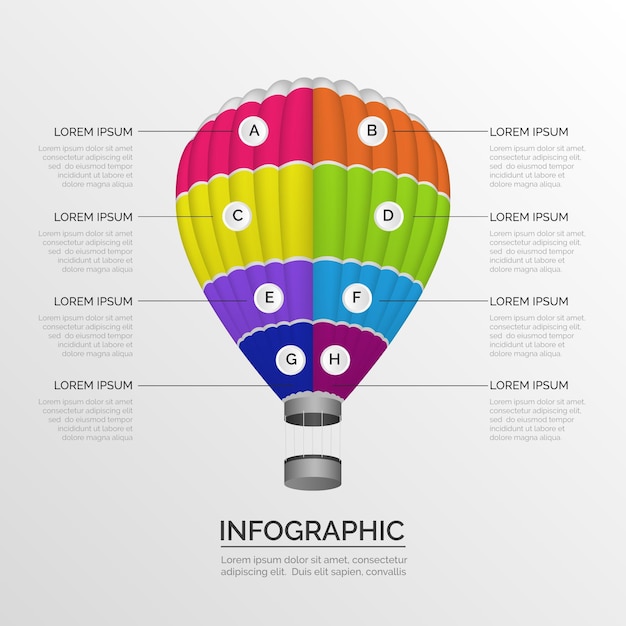 Realistichnye Vozdushnyj Shar Shablon Dlya Infografiki Besplatno Vektory