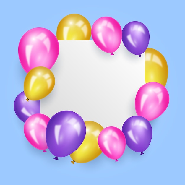 Free Vector Realistic Balloons With Blank Banner