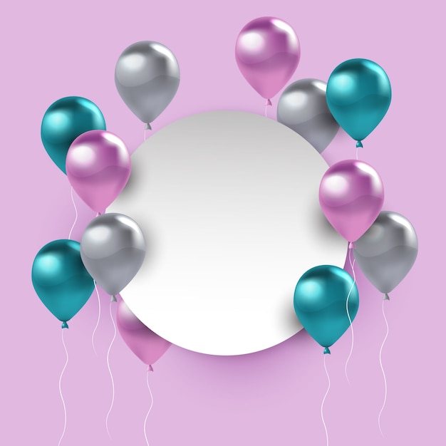 Realistic Balloons With Blank Banner Free Vector