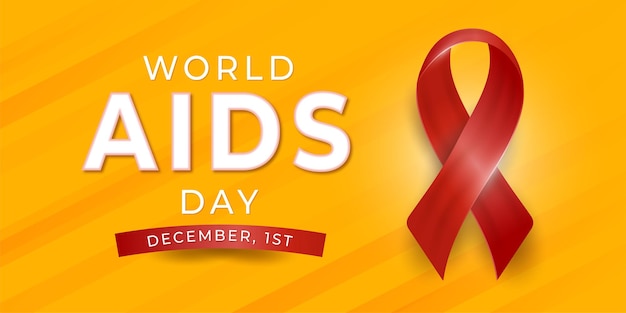 premium-vector-realistic-banner-world-aids-day-with-ribbon-on-yellow-background