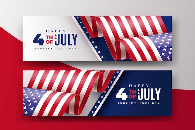 Realistic banners 4th of july independence day Free Vector