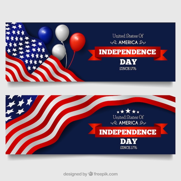 Free Vector | Realistic banners for independence day