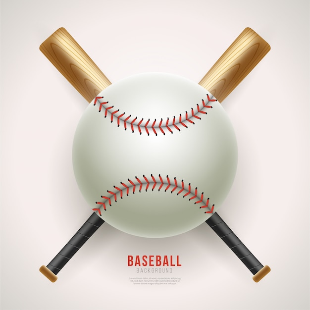 Realistic baseball ball and bat background Vector | Premium Download