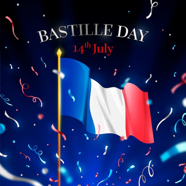 現実的なフランス革命記念日のコンセプト 無料のベクター