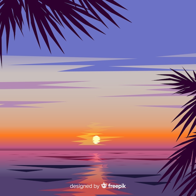 Free Vector | Realistic beach sunset landscape