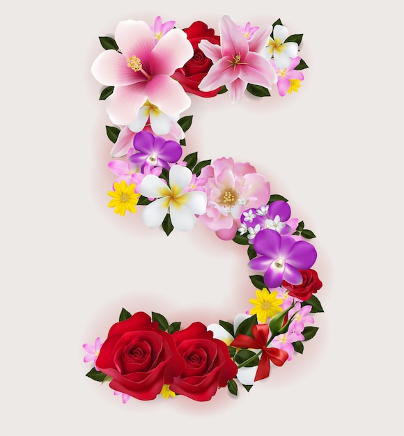 Premium Vector | Realistic of beautiful flower font.