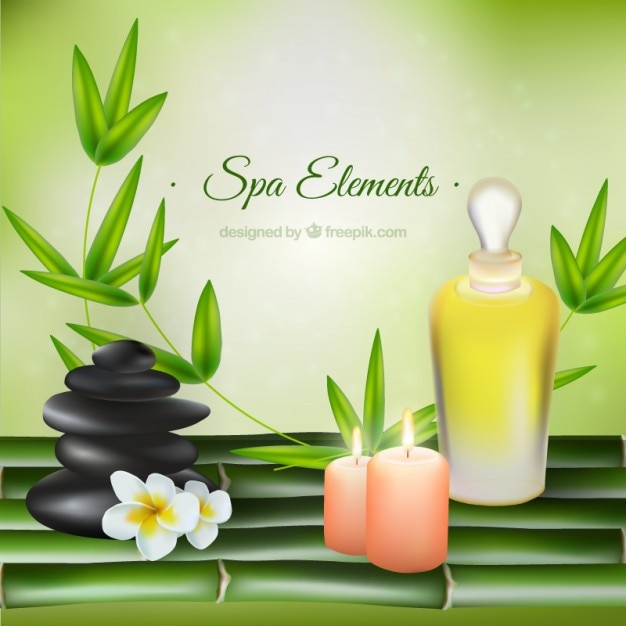 Realistic beauty products of spa with nature\
decoration