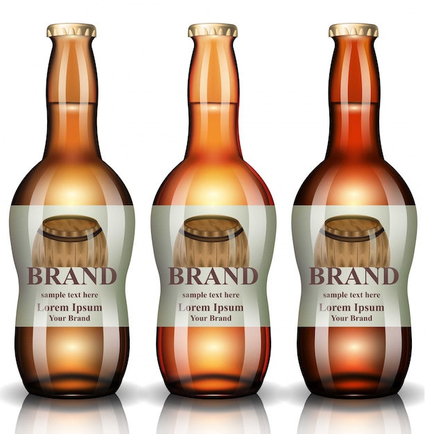 Download Realistic beer bottles, product packaging mockup | Premium Vector